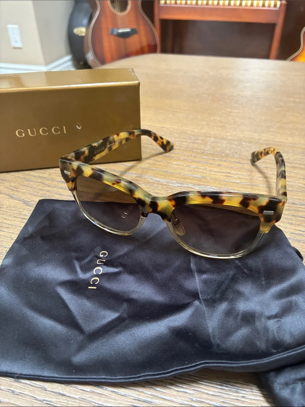 Gucci Tortoiseshell Frame Sunglasses with Brown Lenses
